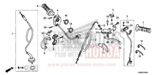 HEBELGRIFF/SCHALTER/KABEL (CRF125F/FB E/H/J) CRF125FBE de 2014